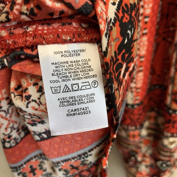 LOFT Red Print Tie Back Long Sleeve Top XS NWT - Picture 8 of 8